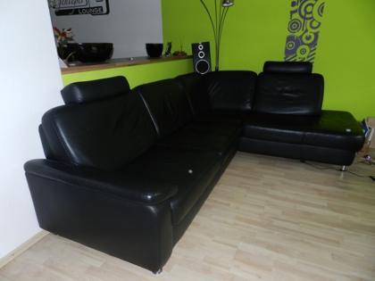 Schwarze Eck-Ledercouch
