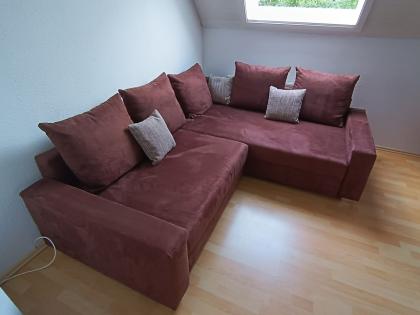 Couch in L-Form, braun, 240x200cm