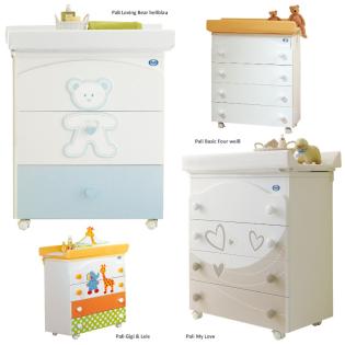 Baby Wickelkommoden Wickeltische Buche mit Wanne und Aufsatz in verschieden