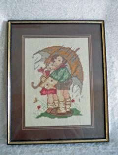 Hummel-Bild, gestickt, echte Handarbeit