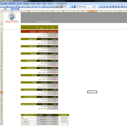 Die perfekte Excel-Datei für die Hochzeitsplanung