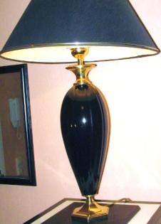 Antike Messingtischlampe, 74 cm