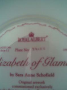 Royal Albert Elizabeth of Glamis Plate by Sara Schofield Queen Mother Fav Flower