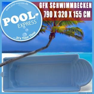 GFK Schwimmbecken 7.9 x 3.2 x 1,55 GFK Pool vollisoliert fertigpool einbaubecken