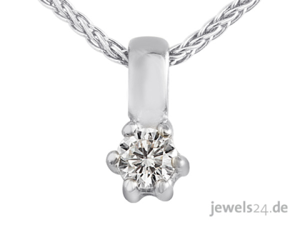 Lupenreiner  Diamantschmuck, Solitaire Diamant Collier, Weißgold günstig im Schm