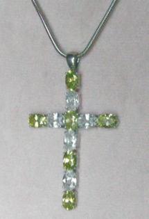 Kreuzanhänger, 925 Silber, Peridot, Zirkonia