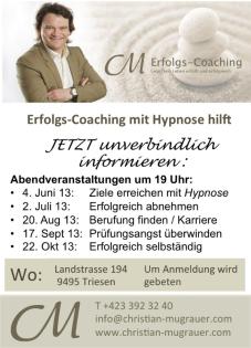 Erfolgs-Coaching mit Hypnose - unverbindliche Abendveranstaltung