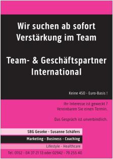 Team- & Geschäftspartner gesucht 