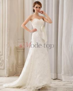 Brautkleid mit Kristall Blumenbrosche mit Tüll - Mode-top.de
