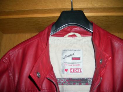 Schöne Damenjacke Original CECIL Gr. 44 rot in Bikerstyle Lederimitat NEU