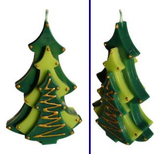 Kerzen Trio als Tannenbaum (durchgefärbt verziert) (www.nordkerze.de)
