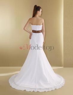 Organza normale Taille sexy Brautkleid ohne Ärmeln mit Tüll