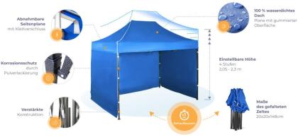 FALTZELT 2X3 M - AUS STAHL