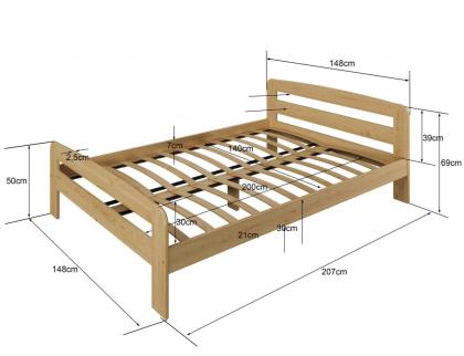 Details zu Bett Holzbett mit Lattenrost Matratze Kieferholz Schaummatratze Nuss