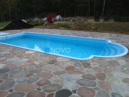 GFK Schwimmbecken 7 samt glasklare Poolüberdachung Elegant 7, Novopool.de