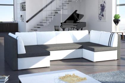 Sofa Couch Ecksofa Eckcouch Schlaffunktion Bettkasten - SILVIO