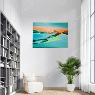 Abstrakt Gemälde Acryl Struktur Blattgold