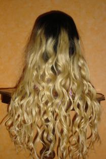 10A Virgin ECHTHAAR Perücke Lace Front Wig 70cm Blond #613 Schwarzes Rooting NEU