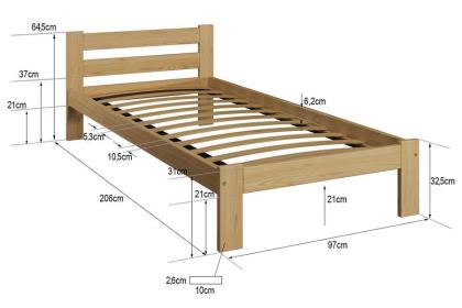 Bett Massivholzbett Holzbett Lattenrost unlackiert unbehandelt 90/ 120/ 140/ 160