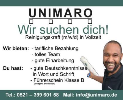 Reinigungskraft (m/ w/ d) ab sofort in Vollzeit gesucht!