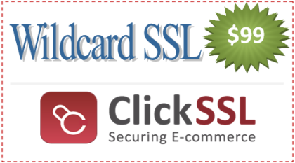 Discount Offer on Wildcard SSL Certificate at  99 
 ClickSSL.com