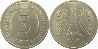 5 DM Münze 1981 D