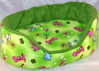 Hundebett und 1 Kissen mit Dinosauriern