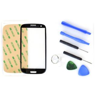 Samsung Galaxy S3 Display Glas schwarz+3M Kleber+Werkzeug