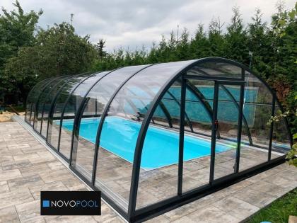 Überdachung 7, 40 x 4, 35 x 2, 10 OMEGA Pool hoch solide Polycarbonat Poolabdeck