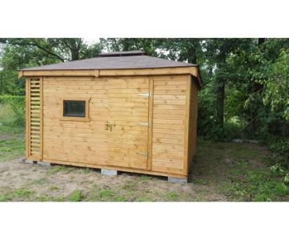 GARTENHAUS WERKZEUGSHAUS FERIENHAUS HOLZSCHUPPEN KLEBEDACH MIT HOLZ LEBA 3x4m Ga