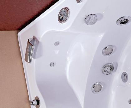Badewanne 155x155x66 Wanne Whirlpool Jacuzzi Eckwanne Beleuchtung 30xDüsen isoli