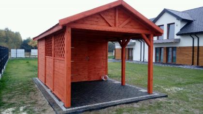 FERIENHAUS GARTENHAUS GARTENLAUBE ÜBERDACHUNG KLEBEDACH MIT HOLZ USTKA 2IN1 5x3m