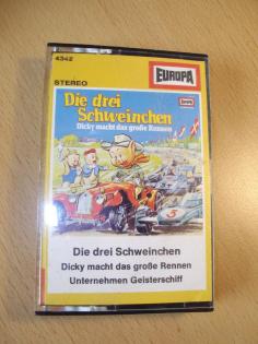 MUSIKKASSETTE: MC: DIE 3 SCHWEINCHEN, 2 ABENTEUER FÜR KINDER, spannend, selten !