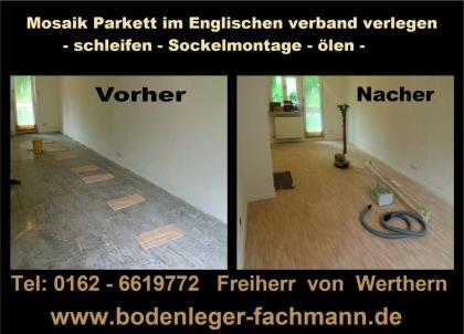 Fertigparkett Verlegung oder Stabparkett / Mosaikparkett + Anschleifen - 2x Ölen