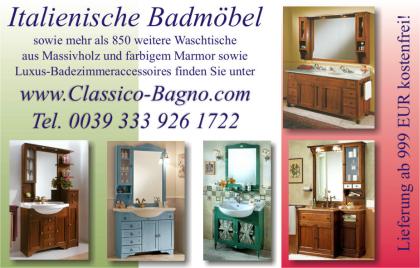 Eckwaschtisch aus Massivholz und Marmor