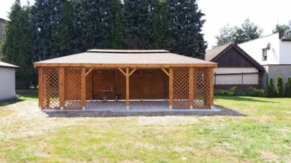 3-ECK SOMMERHAUS HOLZGARTENHAUS PAVILLON HOLZHAUS GARTENLAUBE BEDZIN 4x8m