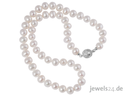 Schmuck (e) Muttertag Geschenke -- Süsswasser Perlenkette, Silber, Zirkonia güns