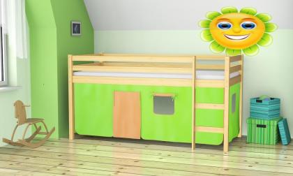 Kinderbett Jugendbett Spielbett Hochbett Etagenbett mit Vorhang Lattenrost Kiefe