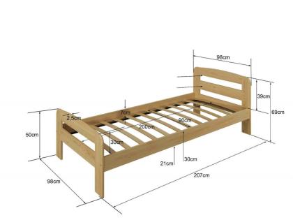 Bett Holzbett mit Lattenrost Matratze Kieferholz Schaummatratze Nuss 90x200