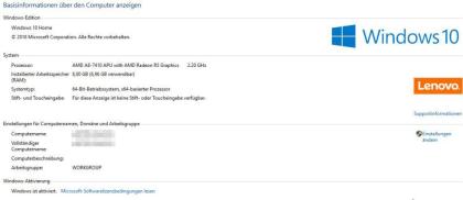 Lenovo Notebook, Quad Core Prozessor, 8 GB, Tasche