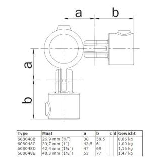 Rohrverbinder Gelenkstück Doppel 90° 33, 7 mm Feuerverzinkter Galvanisierter Kon