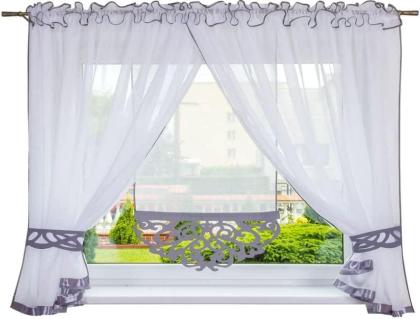Fertige Gardine Praga Praga 400x160 Grau Fensterdekoration Vorhänge Wohnaccessoi