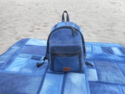 Tasche Echt Jeans Rucksack Backpack Neu handmade