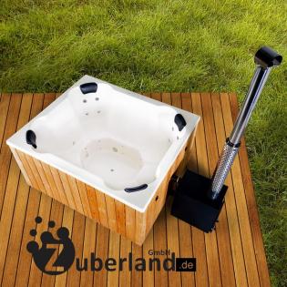 Zuber, Badebottich, Badefass, Outdoor Pool rechteckig 2x1, 7m mit Thermoholzumra