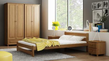 Kieferbett Bett Doppelbett Jugendbett mit Lattenrost Nuss Eiche