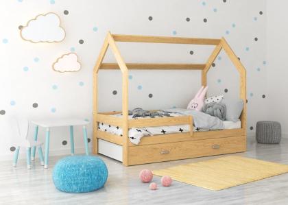 Bett Babybett Kinderbett Hausbett mit Schublade Kiefer D3