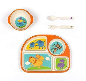 Kinderbambusgeschirr mit verschiedenen Motiven