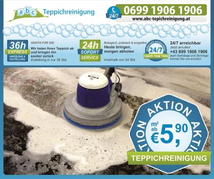 ABC-Teppichreinigung mit gratis Abholung und Lieferung für Wien ab 6 m²