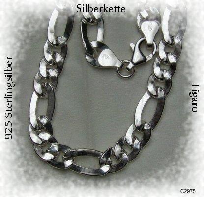 Silberkette, Figaro, 925 Silber für Mann und Frau tragbar