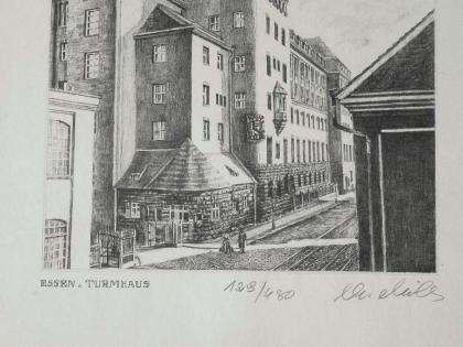 Essen Turmhaus alte Grafik (B077)